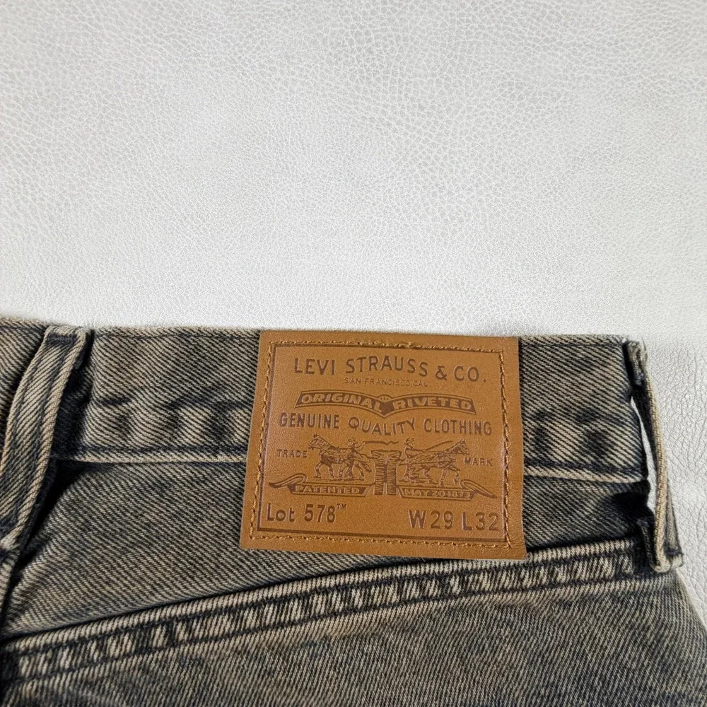 Levis Premium 578 Baggy Jeans Mens 29x32 Dirty Wash Black Loose Wide Leg